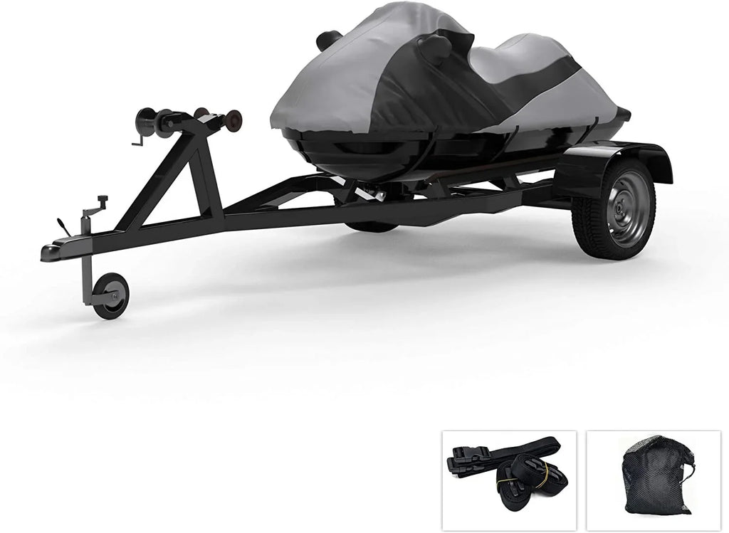 All Weatherproof Bag Cover 2007-2008 Trailerable Sun! Fit - Straps & Color Gray/Black Includes for Ski LX - Protect Trailer Rain Contour Ultra Custom Kawasaki Weather Jet from - & 250 Storage -