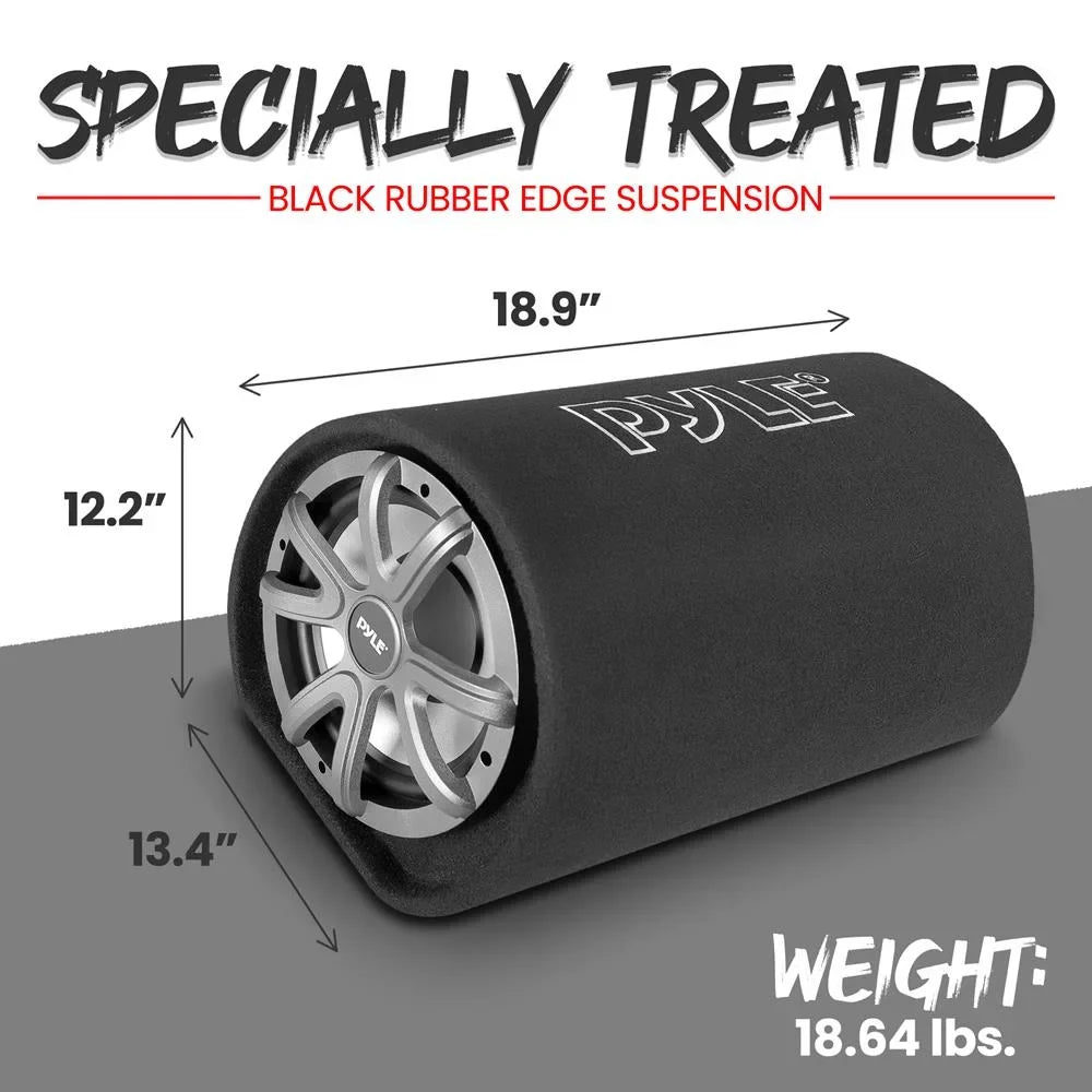 Bass Pyle10-Inch Enclosure Audio Speaker High 500-Watt Car Power Tube Carpeted Subwoofer Sub System