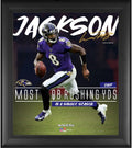 15" x Record 17" Framed Single Yards Season Lamar Jackson Rushing Collage Quarterback