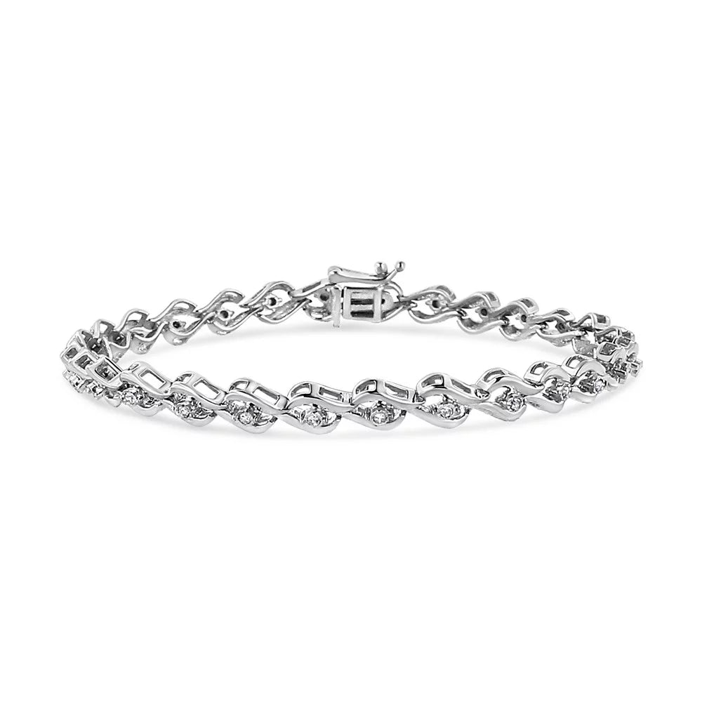 Clarity) Link I3 Sterling - Cttw (I-J .925 Color, 1/10 Promo Round-Cut 7.25" Diamond wristband Silver