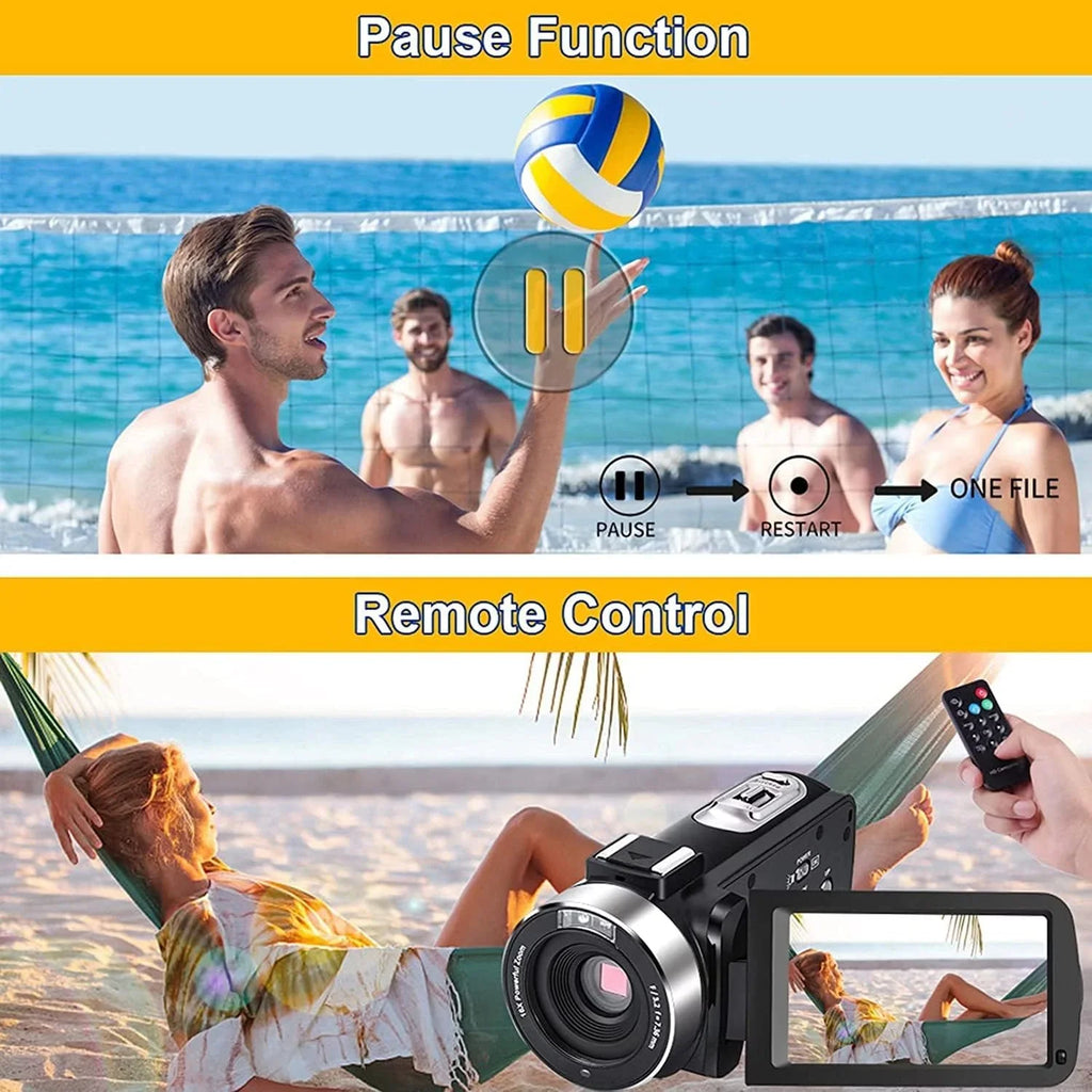 Night Recorder Camcorders 24.0 Control Zoom Screen Camcorder Inch Full Vision Camera 1080P with Remote 30FPS 3.0 IR 2 Camera 16X MP IPS Camera Video Batteries Vlogging HD
