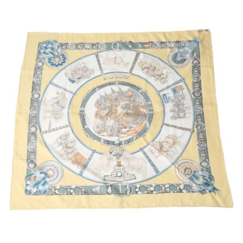 Scarf Silk Pre-Owned 100% Kare90 Hermes HERMES Taima Yellow (Fair)
