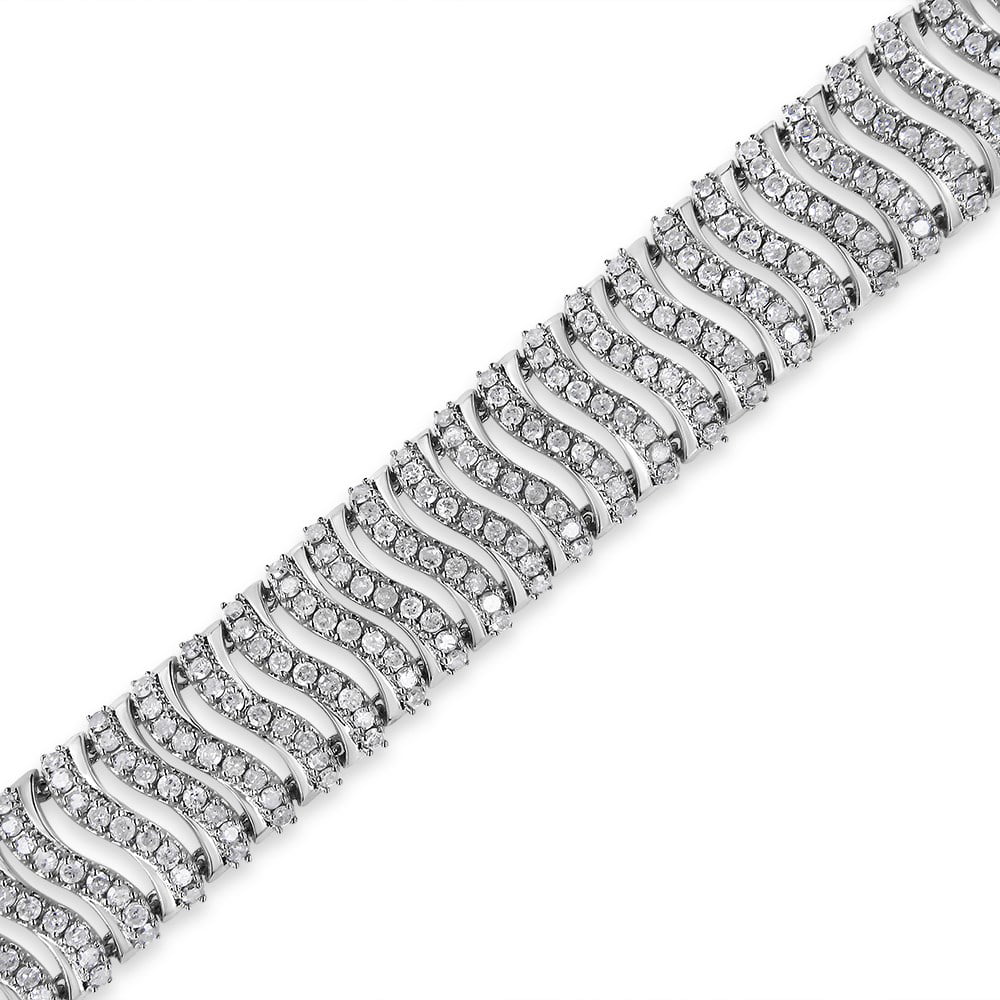 .925 Size Silver (I-J "S" Clarity) wristband 7.25 Round-Cut Sterling Link - Color, Diamond Cttw I3 5.00