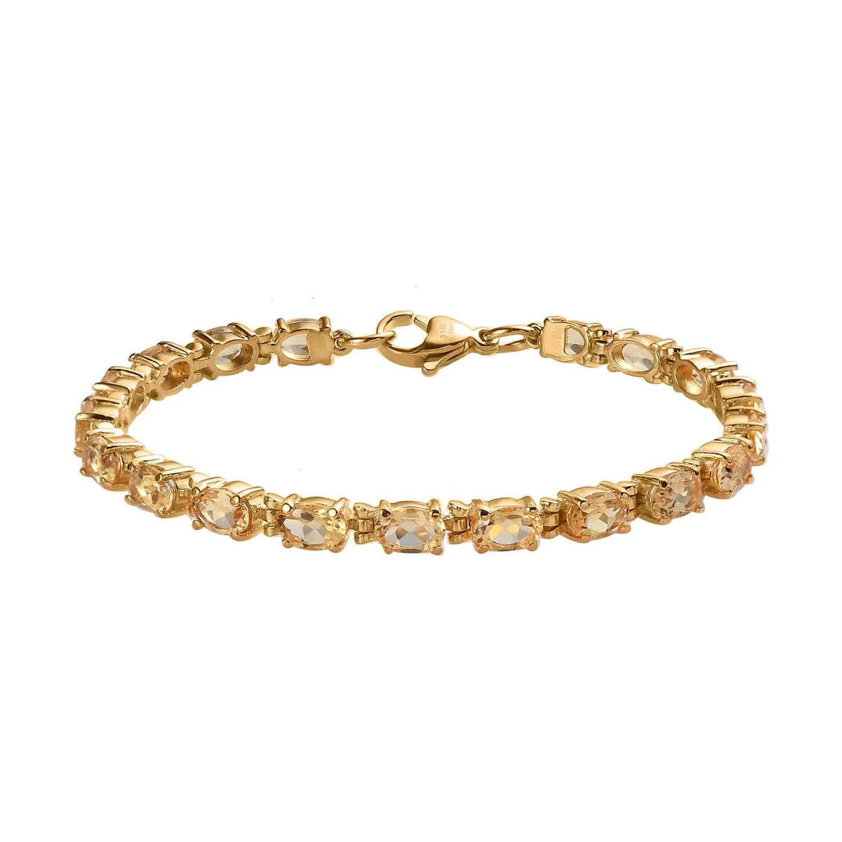 for Size LC 7.25" Ion Gold Women Jewelry 7.38 wristband Steel Shop Stainless Citrine Oval Gifts Ct Plated Yellow Birthday