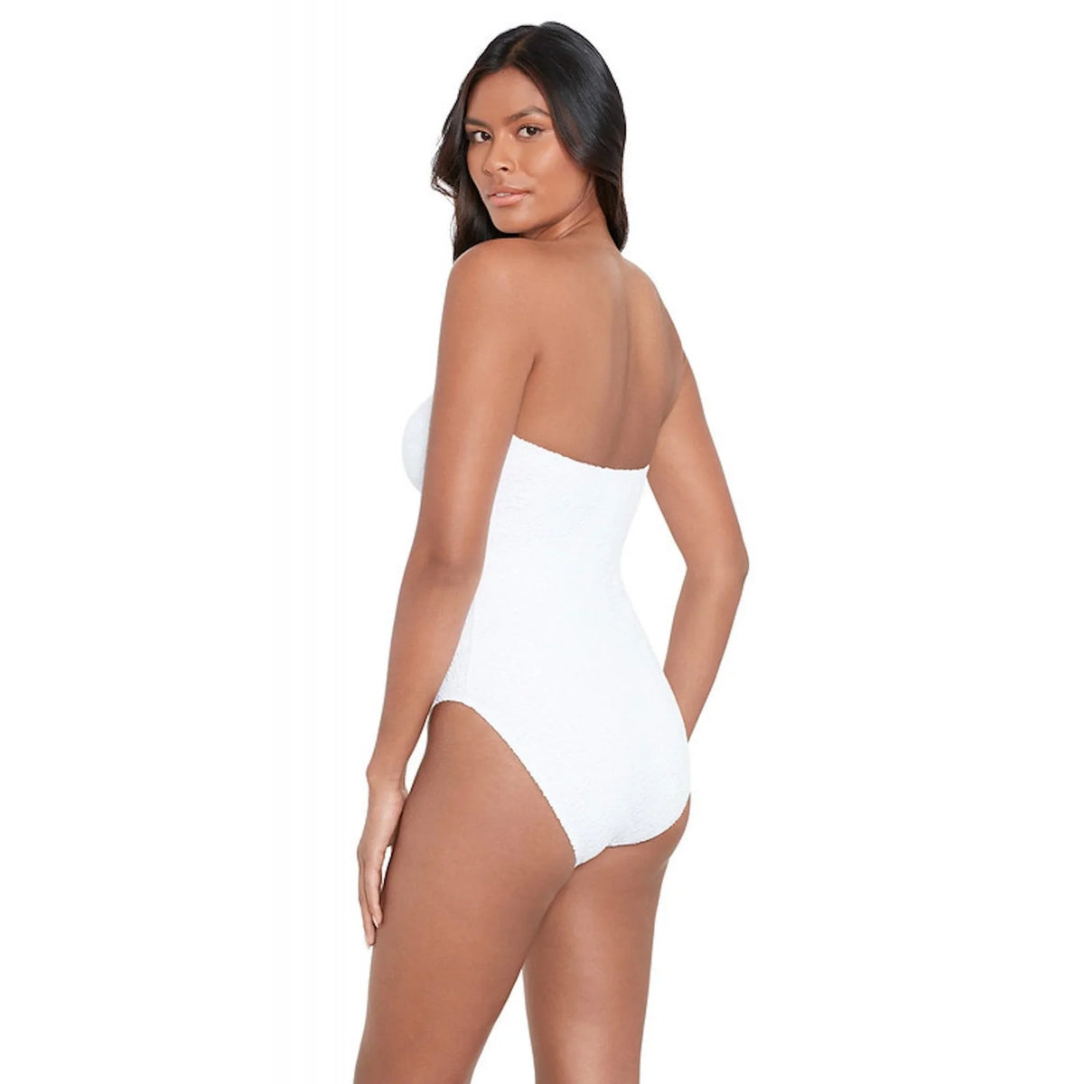 Size White One-Piece Bandeau Crochet LAUREN 4 Ralph Womens Ring Lauren