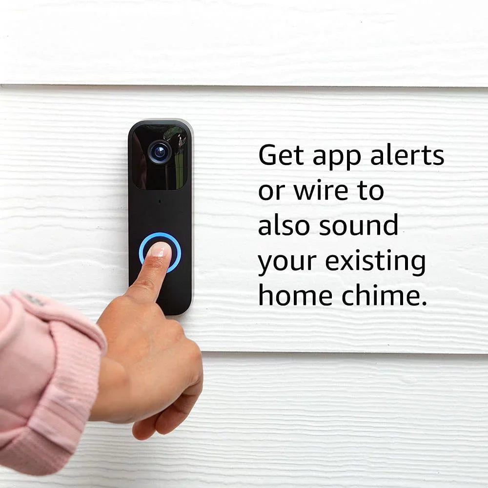 wired Blink and Video chime — | alerts enabled Two-year Doorbell battery motion (Black) app Cloth or HD wire-free Module life, Cleaning Two-way audio, Alexa +VIECAM 2 + Sync video, and