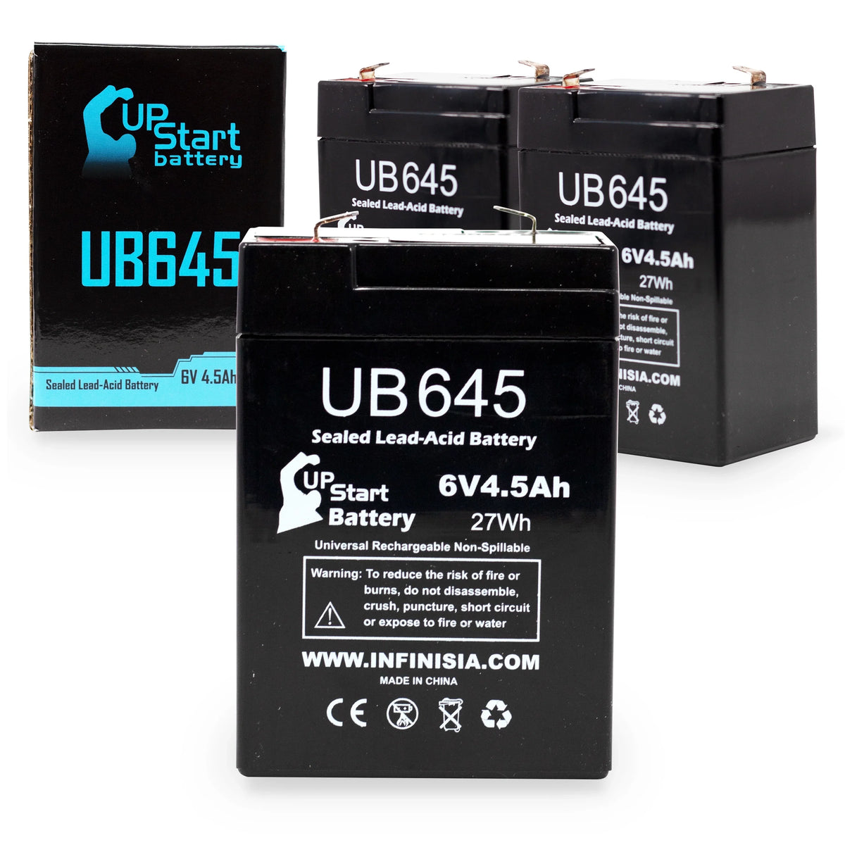 Tripp (6V, Terminal, Sealed Terminal F1 Adapters Pack Universal Includes to - Battery - 6 F1 F2 3x AGM, Lite BCPRO 4.5Ah, UB645 Battery 850 4500mAh, - Compatible SLA) Replacement Acid Lead
