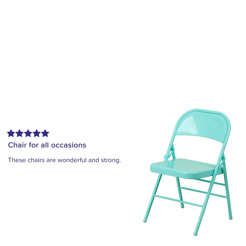 Teal Series Flash Furniture Metal Tantalizing & Hinged Triple Double Chair Folding Braced HERCULES COLORBURST