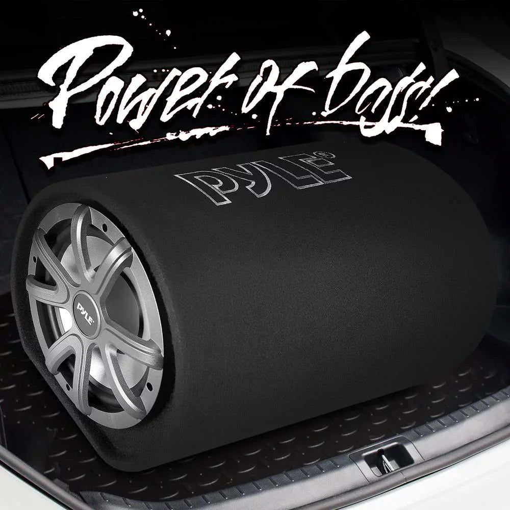 Bass Pyle10-Inch Enclosure Audio Speaker High 500-Watt Car Power Tube Carpeted Subwoofer Sub System