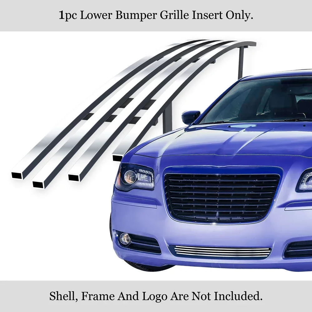 Chrysler 8x6 300 with Bumper Chrome N19-S10366R Steel Premium Grille 300C Stainless APS Compatible Lower 2011-2014 Billet