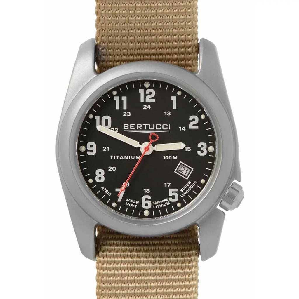 Nylon Original Mens Dial Black A-2T Analog Classic Beige - Watch Strap 12724 Titanium - -