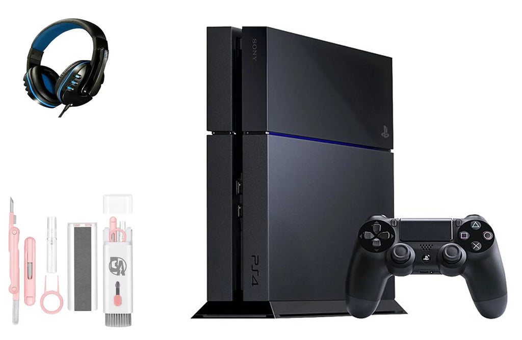 Bundle Gaming Like Console 500GB Kit Black AXTION New BOLT Headset with PlayStation Cleaning 4