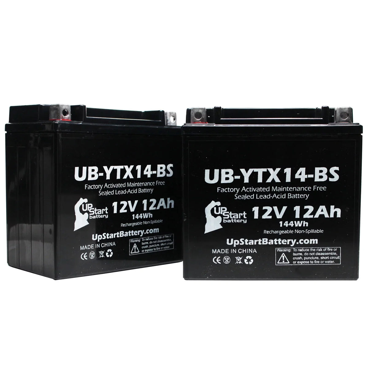 Factory UpStart Replacement 2-Pack Battery - 2010 F800ST, 12AH, 800 UB-YTX14-BS Battery Free, Activated, Motorcycle GS Maintenance 12V, CC