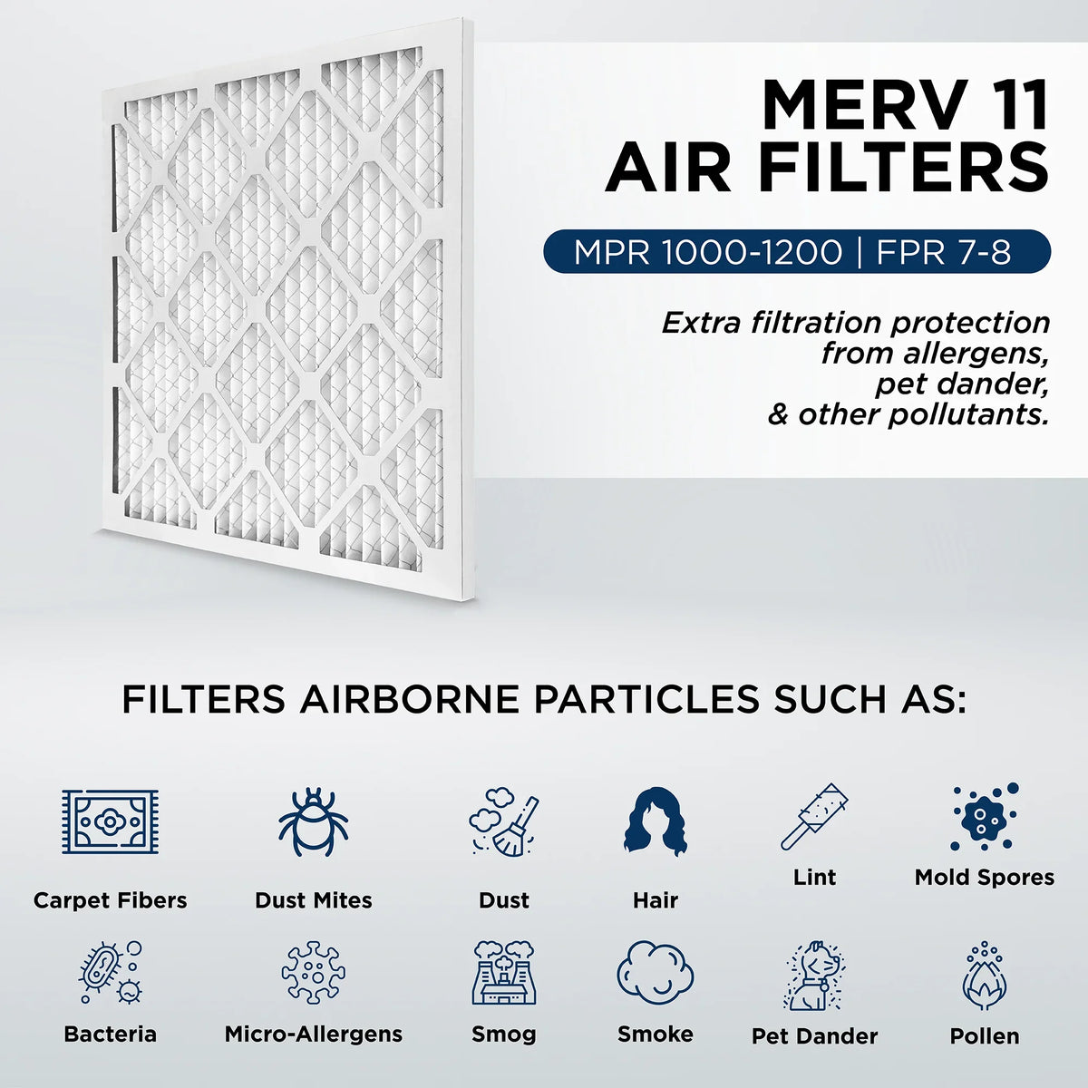 x Quantity x 6. Size: MPR 2" 18x18x2 17-3/4 1-3/4 Air Pleated 17-3/4 Filters 1000 11, by AC Furnace Pamlico. MERV Actual