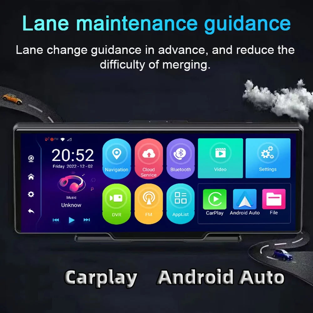 10.26in Night Lens Car Camera Multi-language Degree Global Recorder Cam System Recorder Angle Video Dash Car Viewing Car Dual DVR Wide Positioning Auto 170 Navigation Camcorder Shinysix