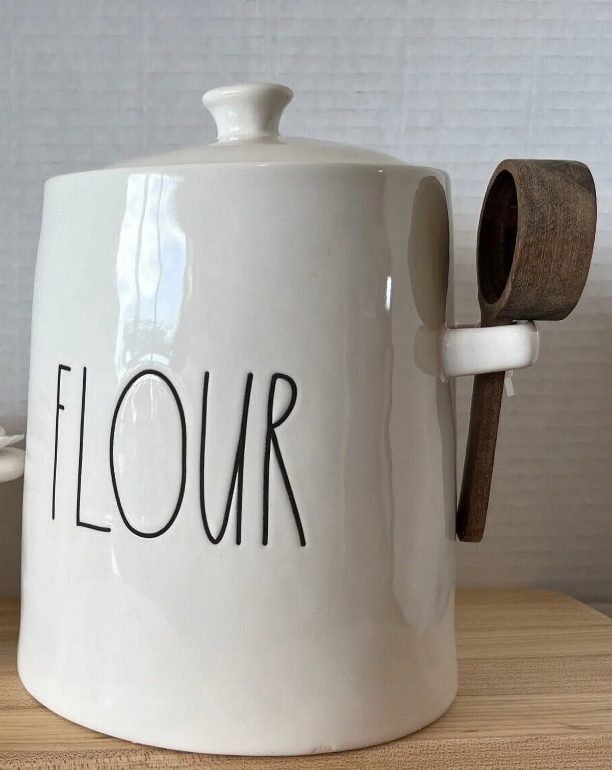 Black Wooden Canister Ceramic Dunn Rae Kitchen Large Shaped Flour Letters New Bell Ivory with LL Scoop