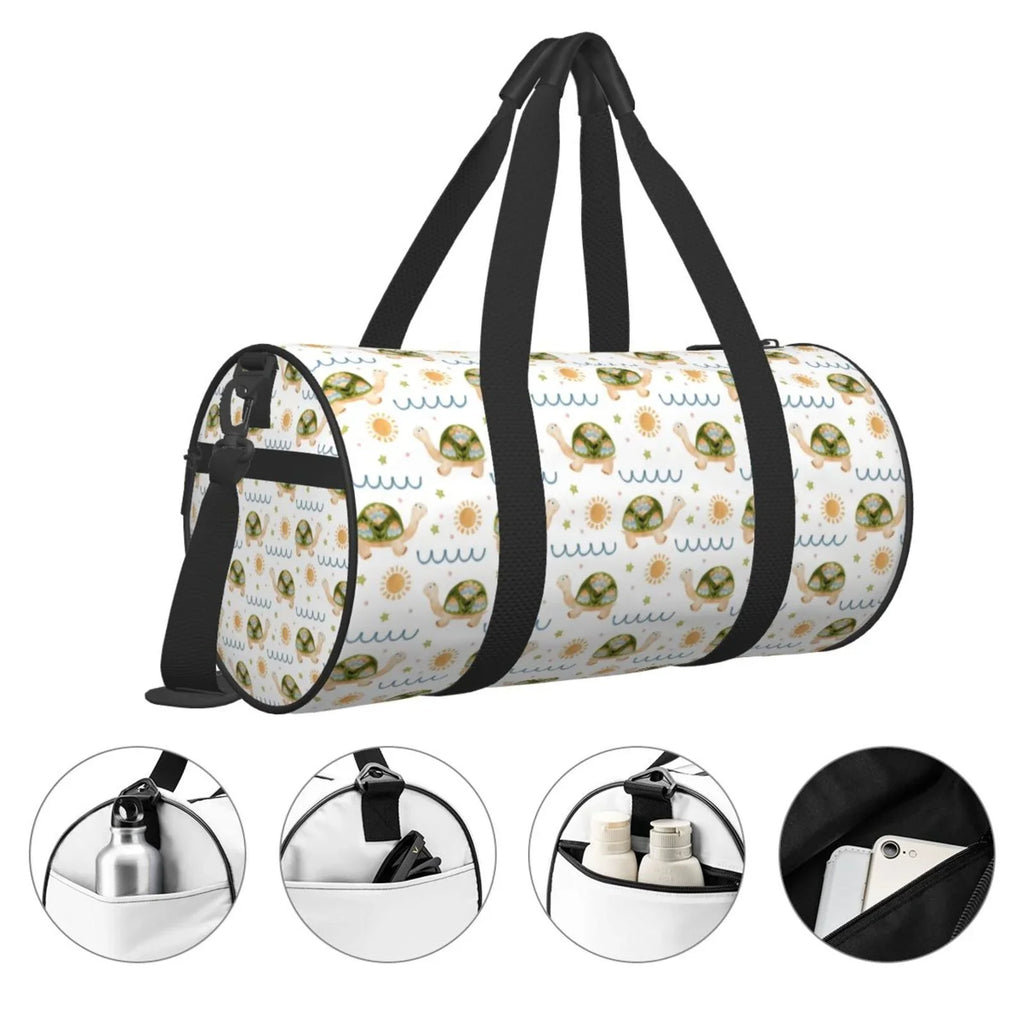 Luggage Large Sports and Pocket Coaee Compartment Turtle Gym Bag in Bag Sea Sun the Capacity Bag Travel Waterproof with Basking Cylinder