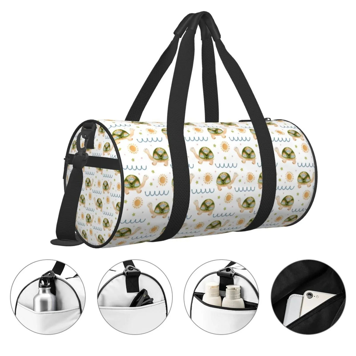 Luggage Large Sports and Pocket Coaee Compartment Turtle Gym Bag in Bag Sea Sun the Capacity Bag Travel Waterproof with Basking Cylinder