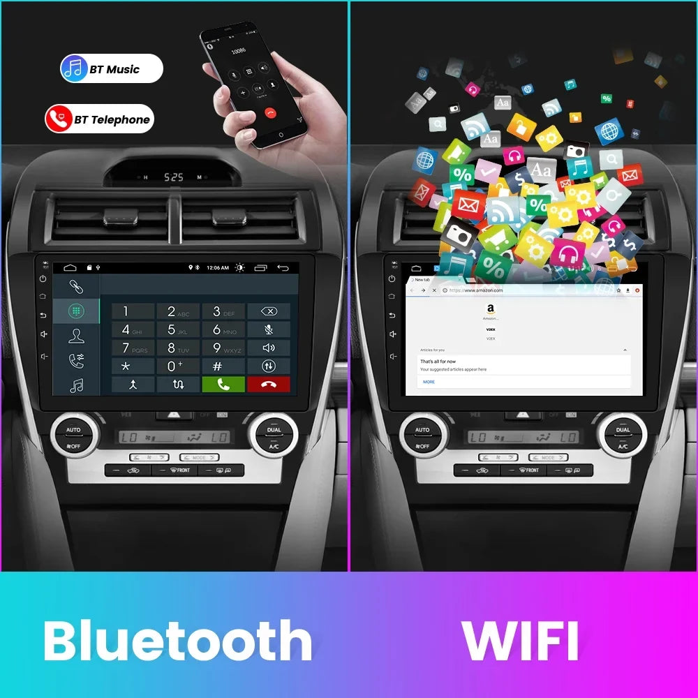 Carplay 10 2013 Camry Auto Car Android 2014, for inch SWC,Bluetooth,GPS Screen 2012 Navigation Support GPS/FM/Wifi/USB, Stereo Touch with Radio Compatible