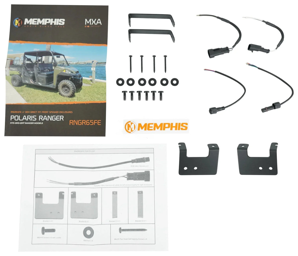Polaris 2013-17 Tower Pods+LED Ranger For RNGR65FE 2) Memphis Speakers+Amp XP900