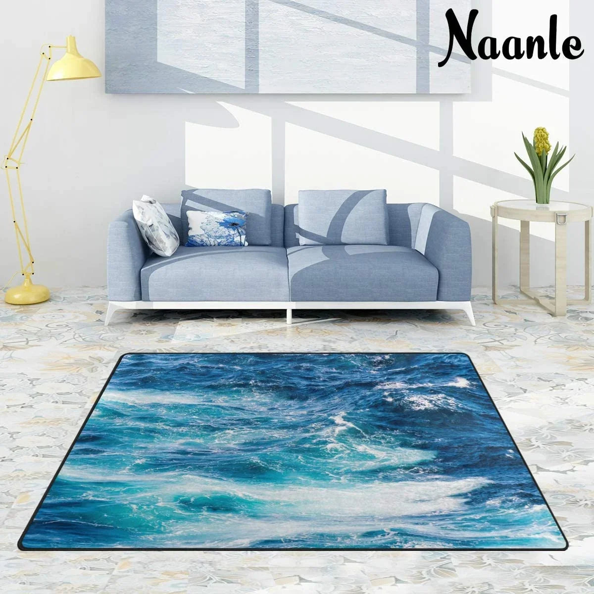 Ocean Living 5'(48 cm), Area Yoga Rug Slip x Room Sea Inches Mat Carpet Nursery Wave Bedroom 120 4' / Rug 63 Sea Ocean Non Wellsay Wave Kitchen, Dinning 160 x x for Floor