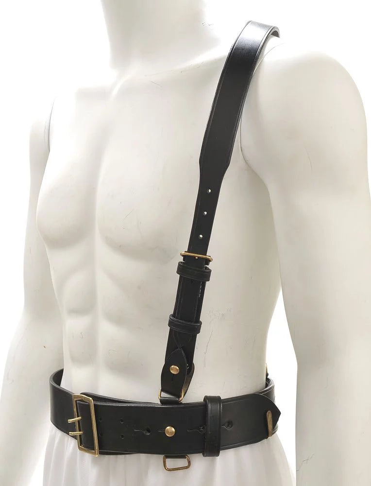 Belt Strap Black WW1 will Leather Browne 45" Sam with 42"- Shoulder fit