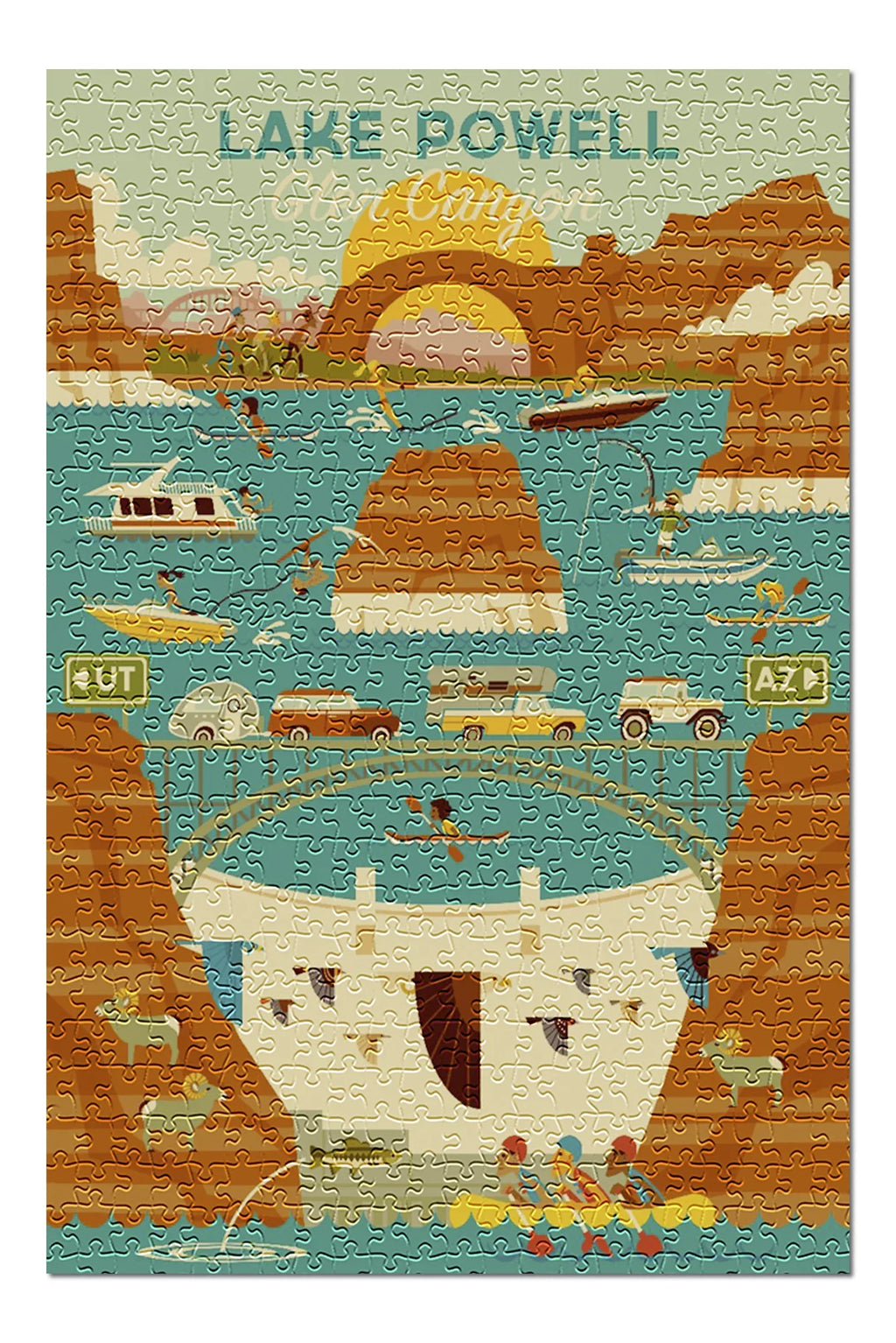 Glen Dam, (19x27 Lake Puzzle USA) 500 Made Piece Canyon Geometric Arizona, Powell, Family, and in Adults Premium for Jigsaw inches,