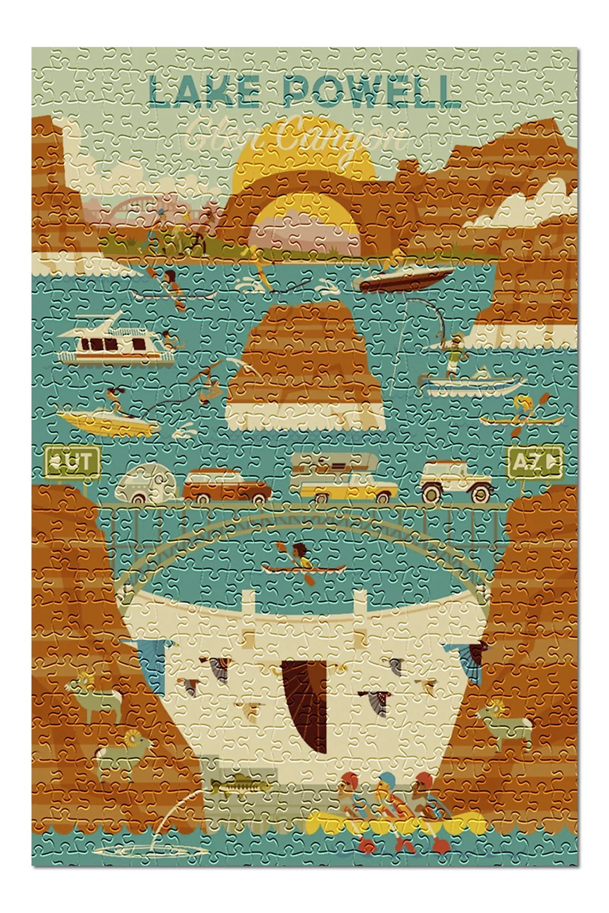Glen Dam, (19x27 Lake Puzzle USA) 500 Made Piece Canyon Geometric Arizona, Powell, Family, and in Adults Premium for Jigsaw inches,