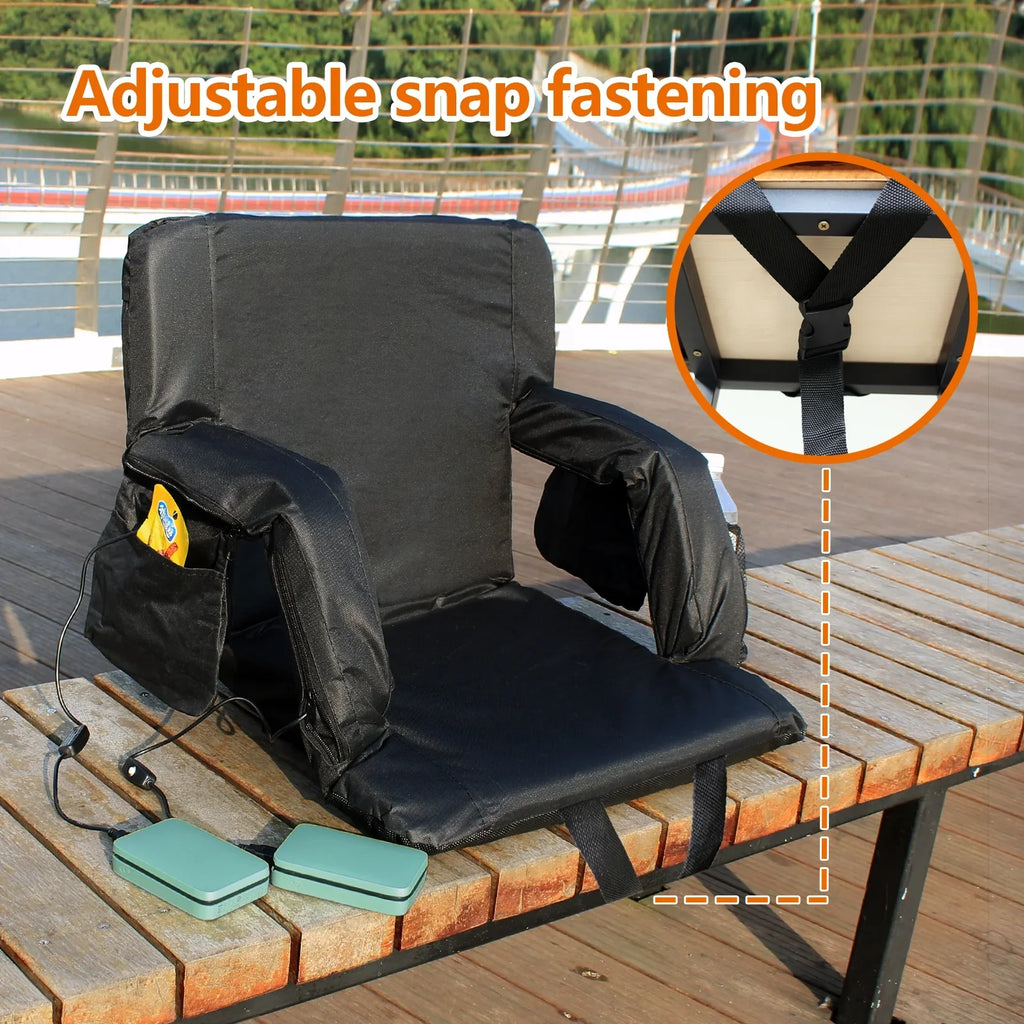 Chair for Support, Bleacher 21" with Stadium Outdoor Gaming Heat Folded for Sports Extra Heated Seats USB Back Camping, Sojoy Bleacher Wide Double with