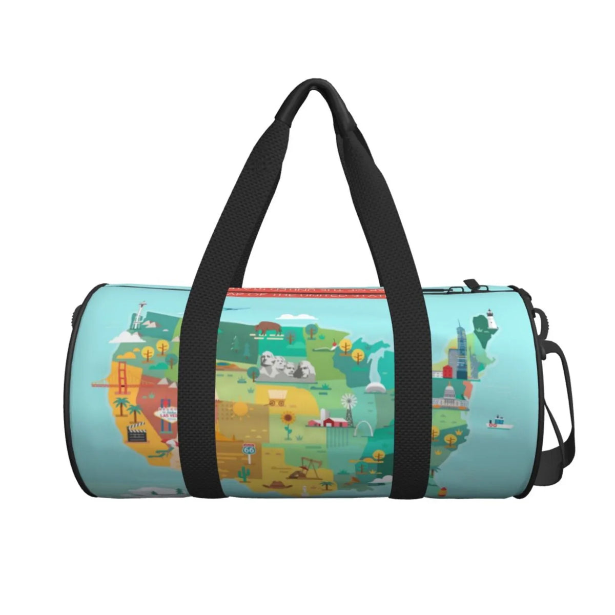 Travel Map USA Coaee Tourist Sports Luggage Pocket Compartment Bag Capacity Bag Bag with Large Gym and Waterproof Cylinder