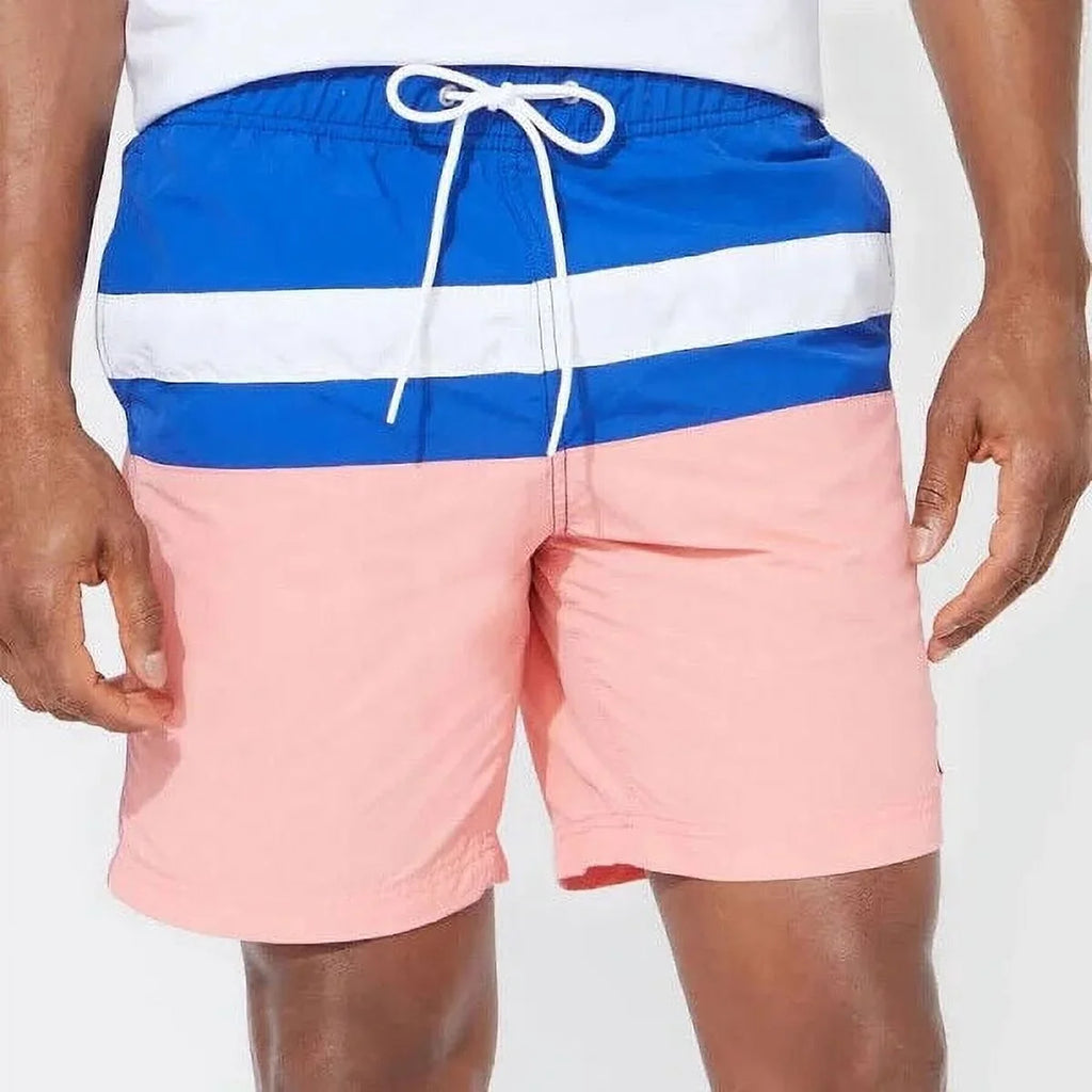 Nautica Colorblocked Men's 8" in Trunks Coral-Small Swim Pale T01131