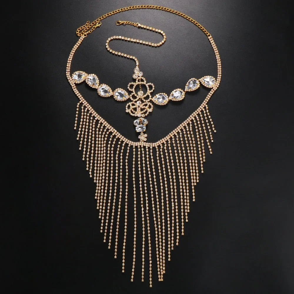 Mask Crystal Face Masquerade Face Tassel Mask Chain Jewelry for Party Rhinestone Hair Women Halloween