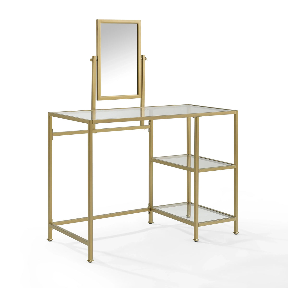 Furniture Vanity Crosley Soft 2-Piece Tempered Glass Desk/Mirror Aimee Gold in