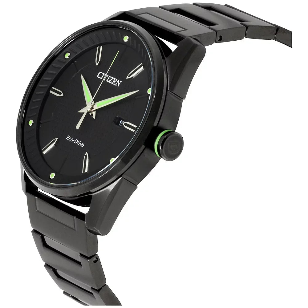 Steel Watch Stainless Black Eco-Drive Men's IP BM6985-55E Citizen
