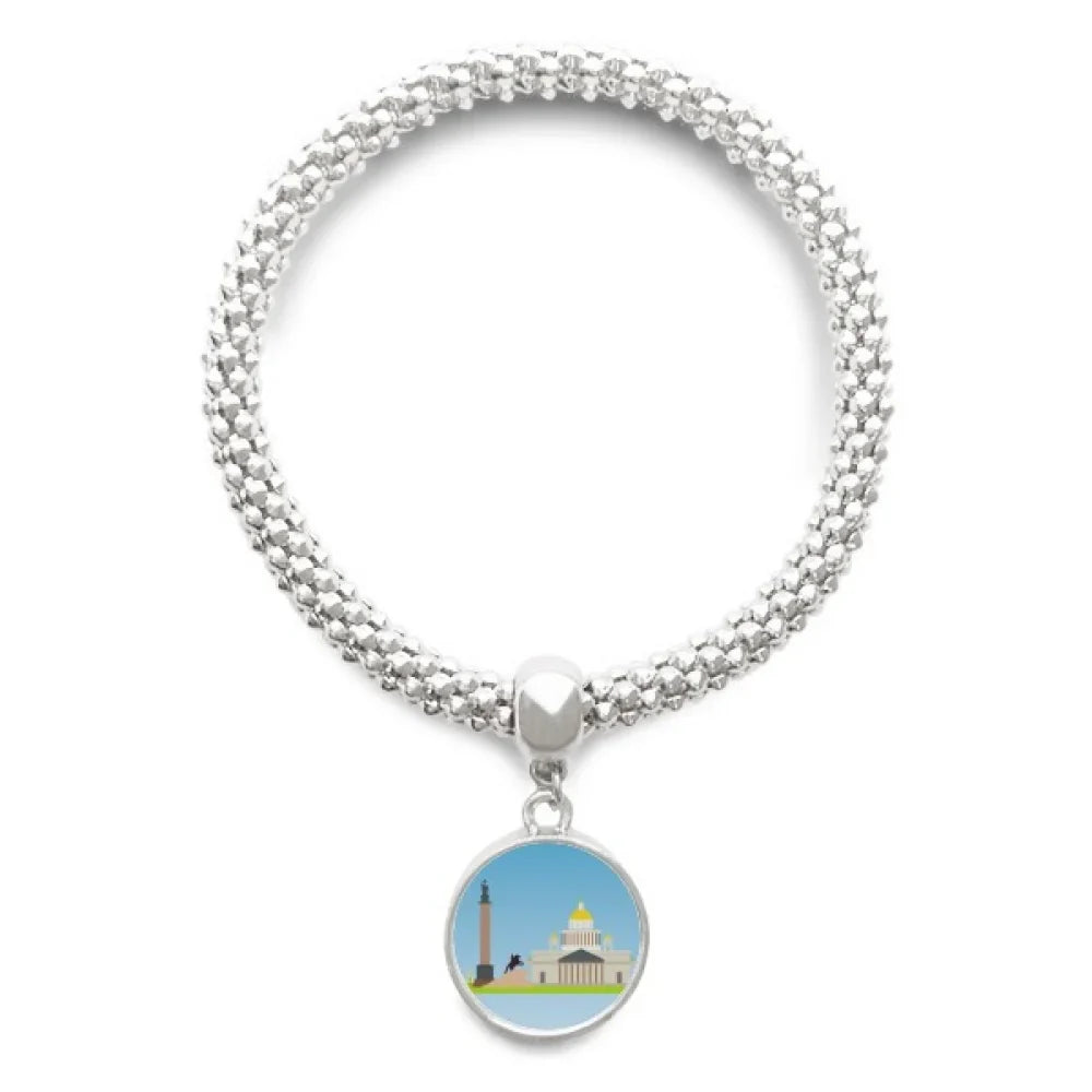 Bangle patriotic emblem Pendant St. Adjustable Petersburg wristband silver Jewelry Russia Chain