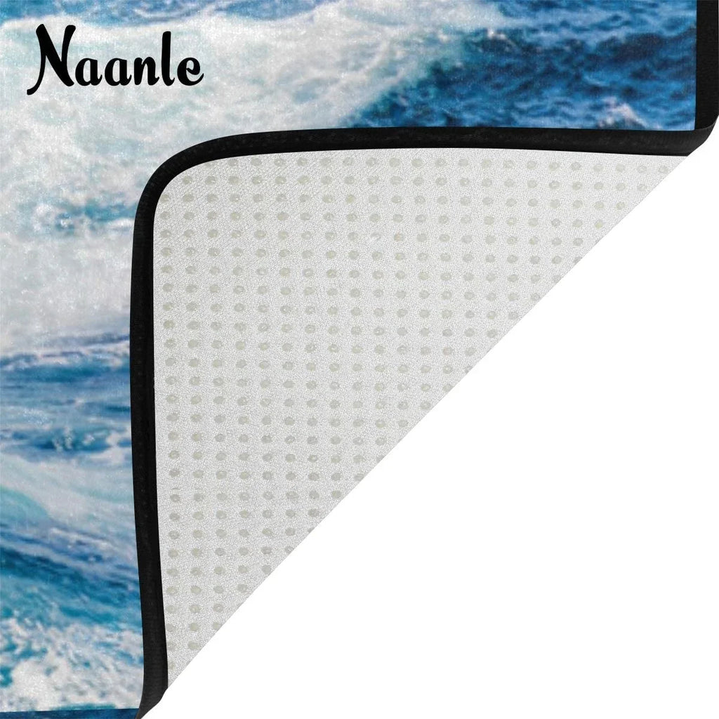 Ocean Living 5'(48 cm), Area Yoga Rug Slip x Room Sea Inches Mat Carpet Nursery Wave Bedroom 120 4' / Rug 63 Sea Ocean Non Wellsay Wave Kitchen, Dinning 160 x x for Floor