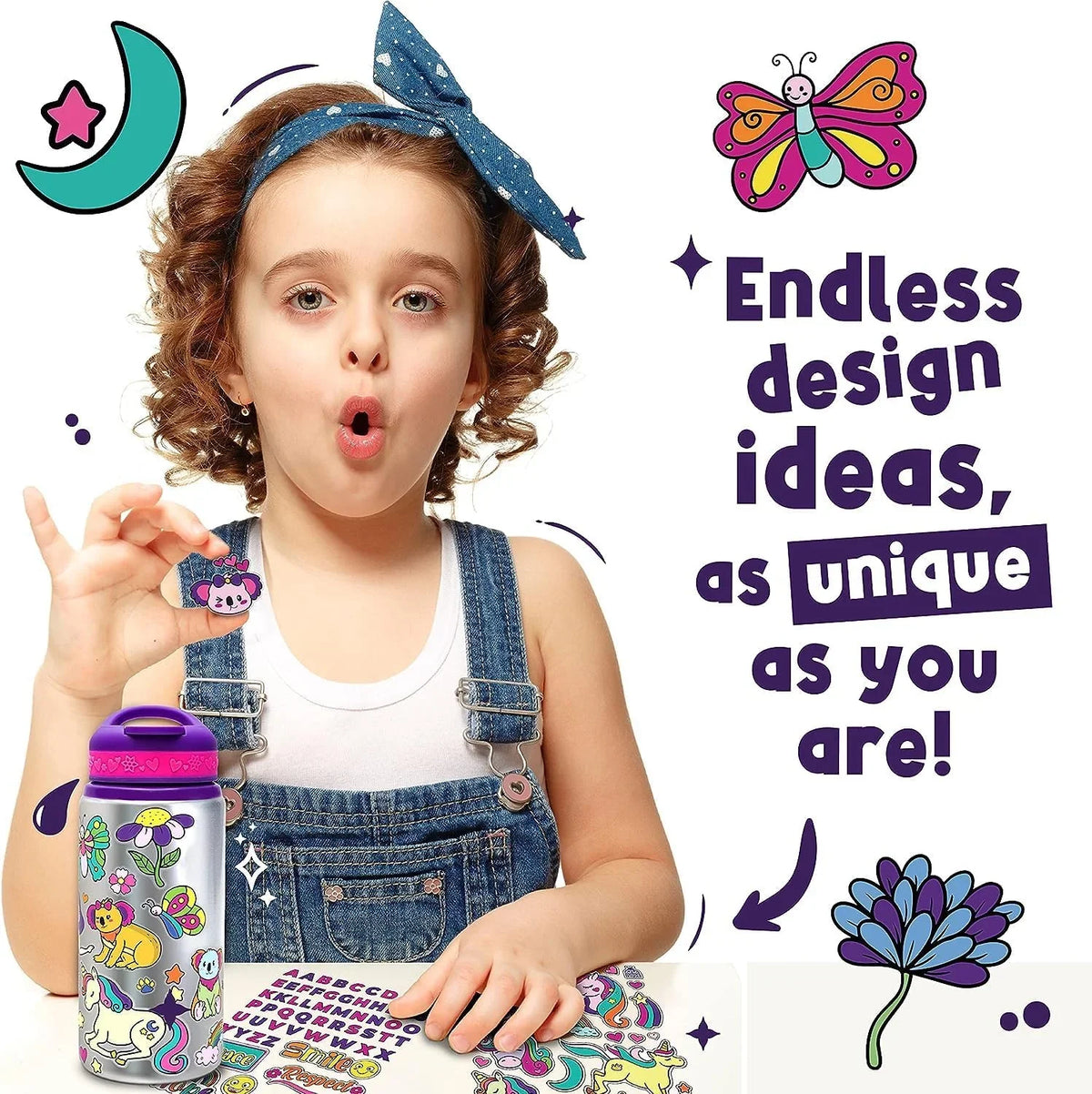 LADYBUG Little 6 DIY - 6 Decorate Crafts Girl, for Girls Your Own 6-8, Kits Ages Fun Age Gift Old Kids for Cool Birthday + Bottle for Girl PURPLE and Water Year Arts Gifts -