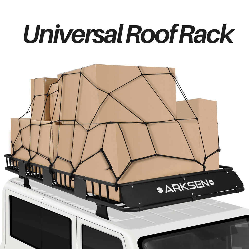 Camping, Black Universal Net Top Carrier SUV Rack Luggage Cargo Extension with Cargo Basket 84" Car 2 Holder ARKSEN Roof