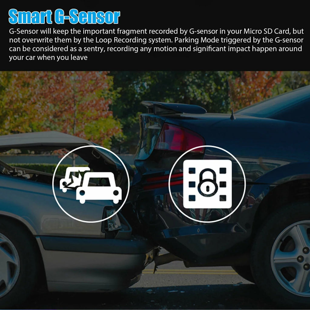 DVR Monitoring HD Car Motion Cam Xhy Video Camera and Driving Recorder G-Sensor, 4" Dual Front/Rear/Built-In 1080P Detection Parking Dash Lens