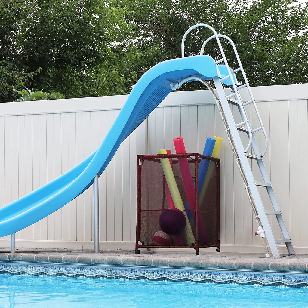Style (43" Height, Kids Large, and Floats Organizer Bin, Pool Holder, L Rolling x Noodles 28" x Storage 25" Yours W Balls, H), Brown Equipment 563009 Essentially Toys, Mesh