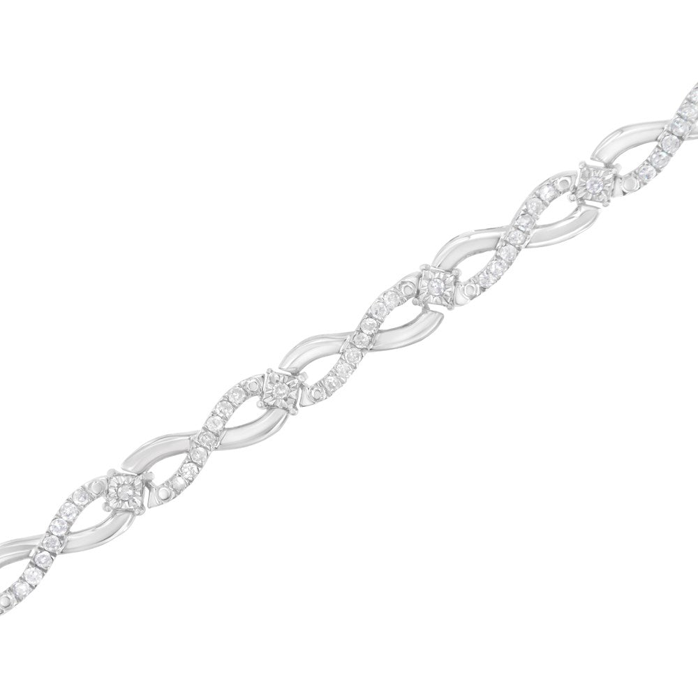 Prong .925 I2-I3 Link Diamond Sterling 1.0 - 7.25" Clarity) Cttw Color, Infinity Set wristband (I-J Silver