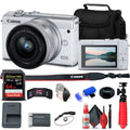 Mirrorless Canon + Card + + Memory Lens + Keeper Memory with Reader + 15-45mm EOS Tripod Flex + (3700C009) Hand Camera M200 Cap + + Kit 64GB Wallet Card Strap (White) Case Cleaning