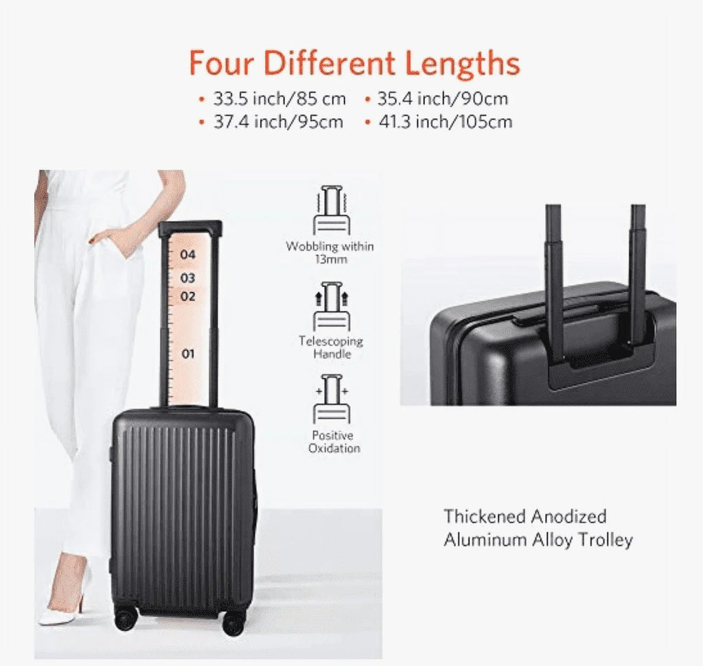NINETYGO LUGGAGE - LUGGAGE 22X14X9 CARRY WITH SPINNER BLACK WHEELS Box 20" ON Open