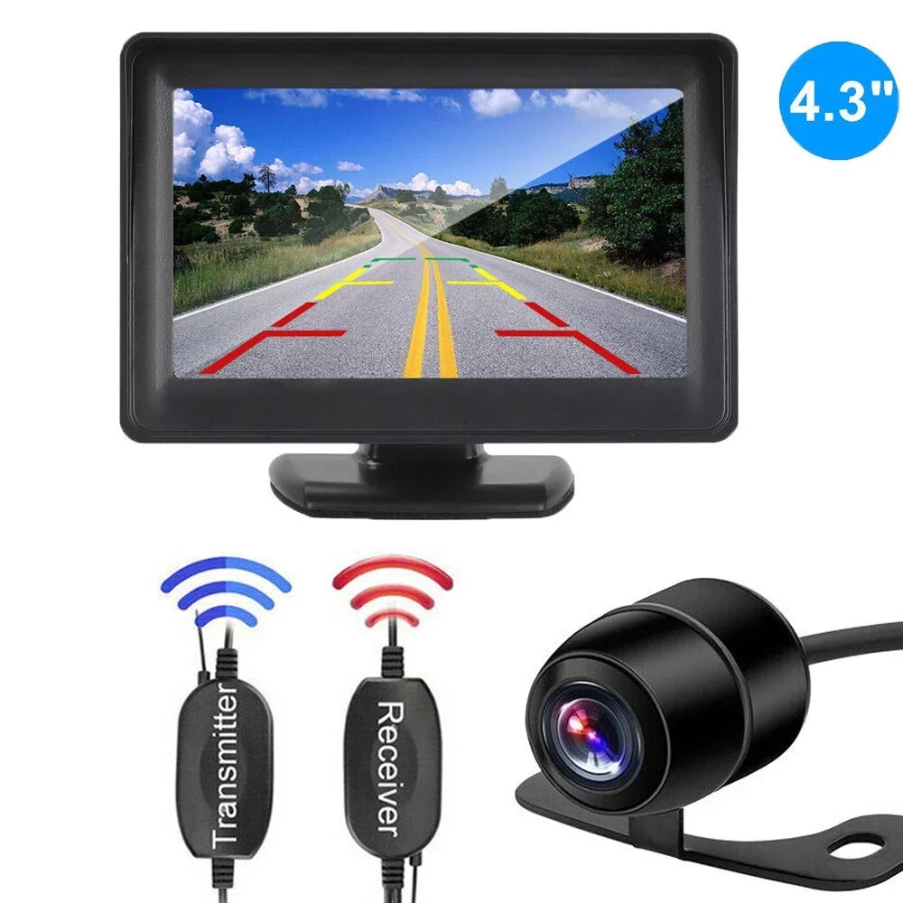 Rear Night Wireless Car 4.3 Camera Vision+ View HD Monitor System Parking Backup