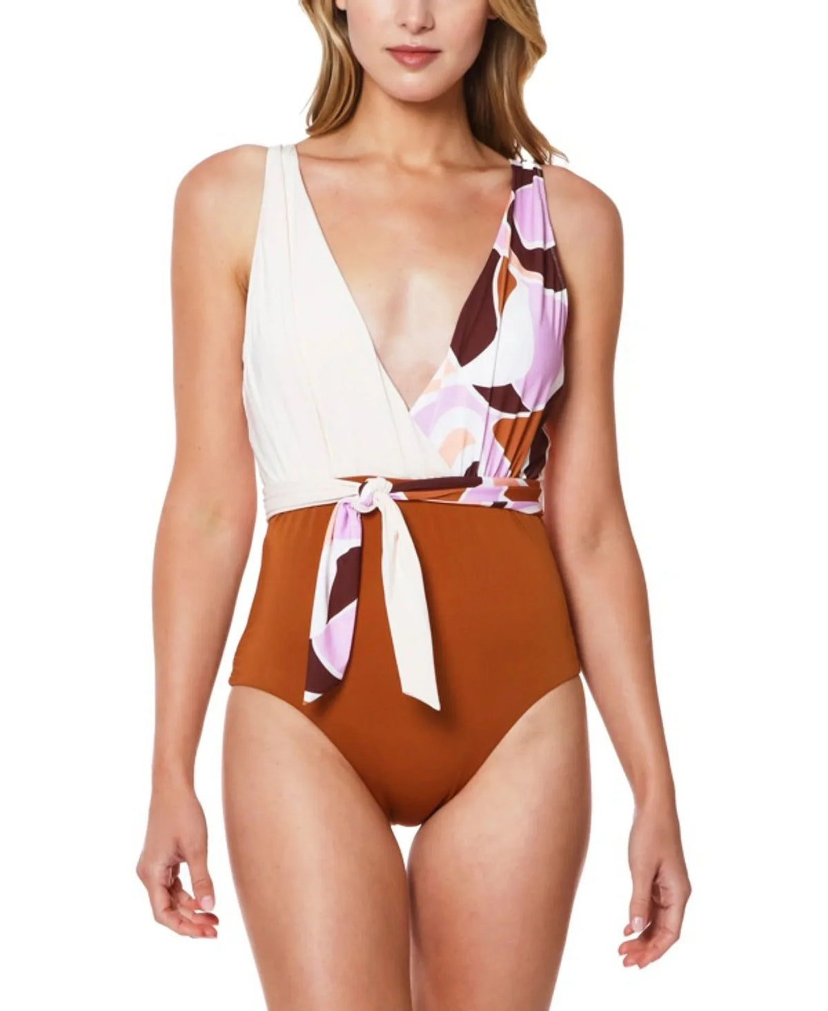 X-Large US Swimsuit, Sanctuary Plunge One-Piece Nuveau LION Tie-Front