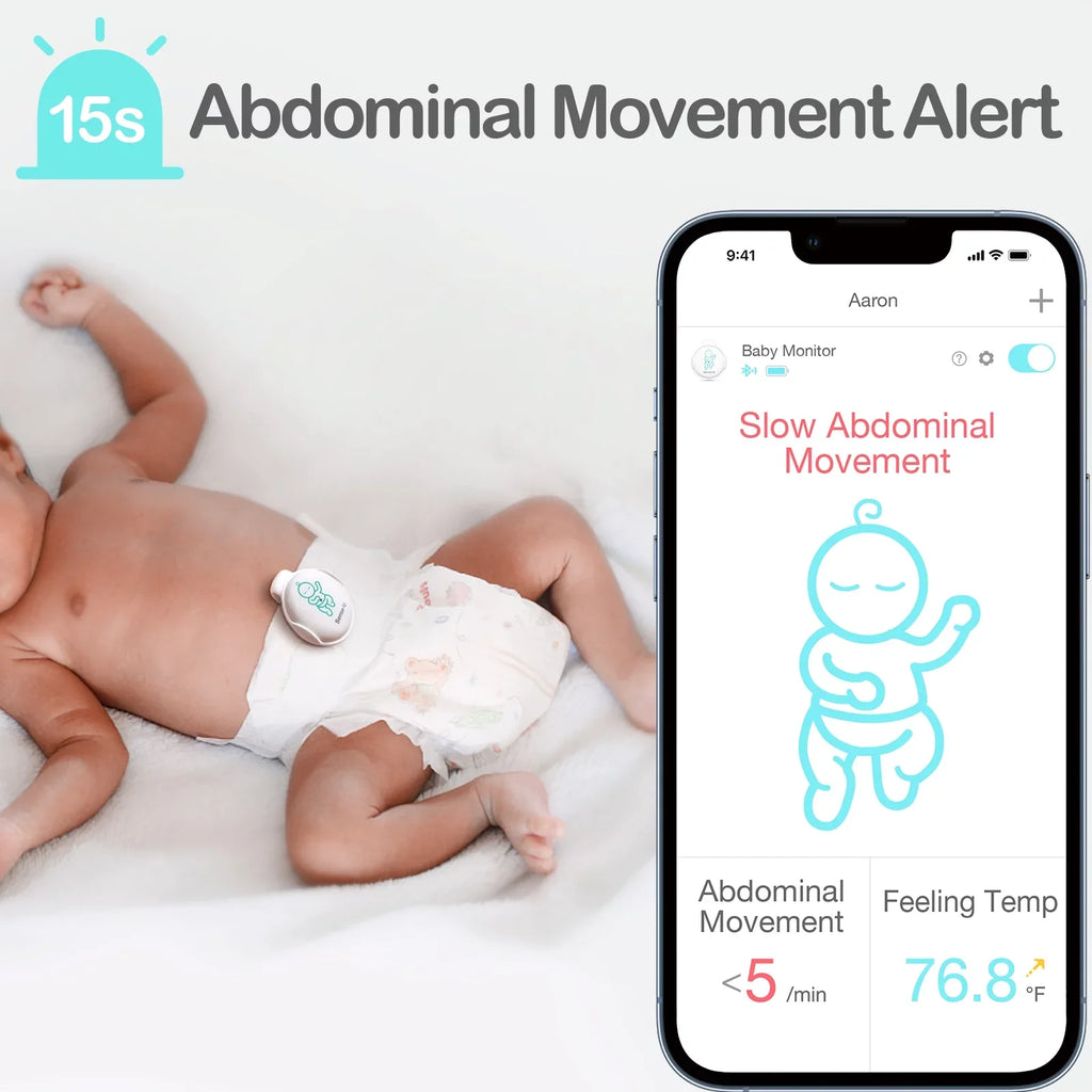 and Smart with Alerts Baby Pink Instant Abdominal Tracks Temperature, Position on Safety Baby's Smartphones, Movement, Movement Audio Rollover - Sleeping Baby Monitor for Sense-U Abdominal