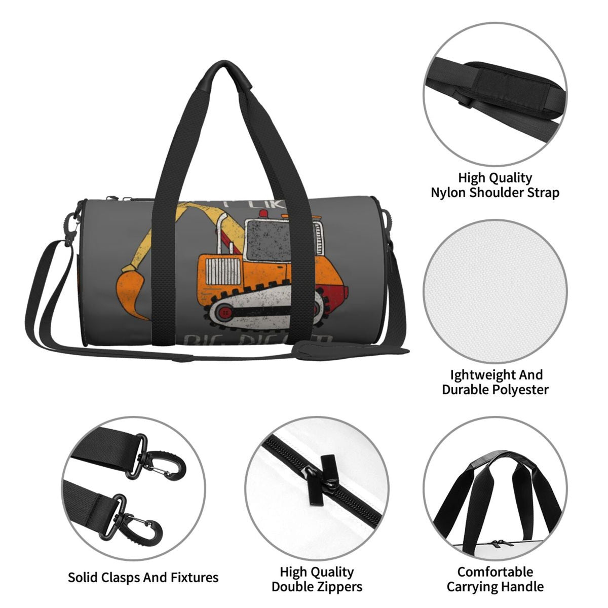 Bag Big Bag Like Sports Gym Digger Waterproof Travel I Luggage Cylinder Large Coaee Capacity and Pocket Compartment with Bag