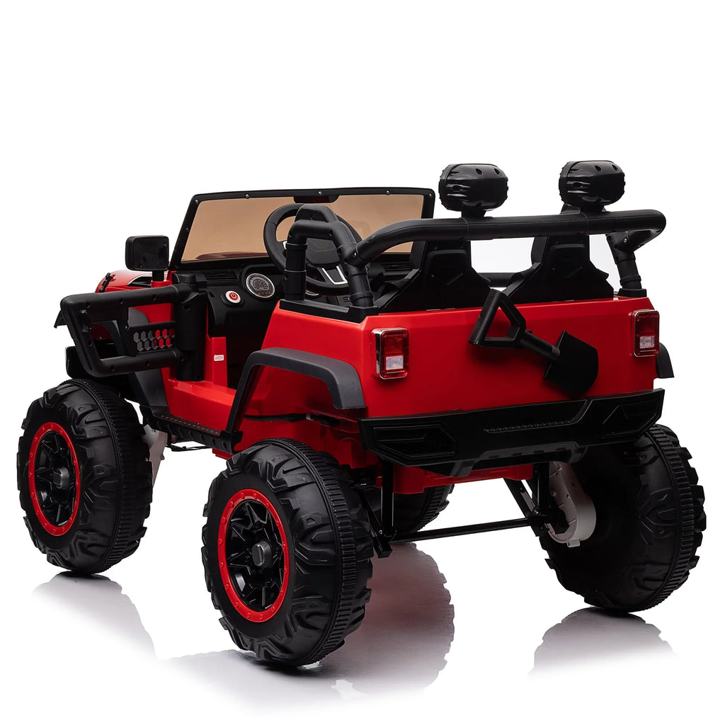Suspension, Truck Seat, Control, Light Music, Wide 4 Brake, Remote Powerful Extra Ride Electric Seater Vehicle 4WD/2WD with LED 20" 24V Switchable Kids Kids (Red) Soft 2 Engines, Car with On