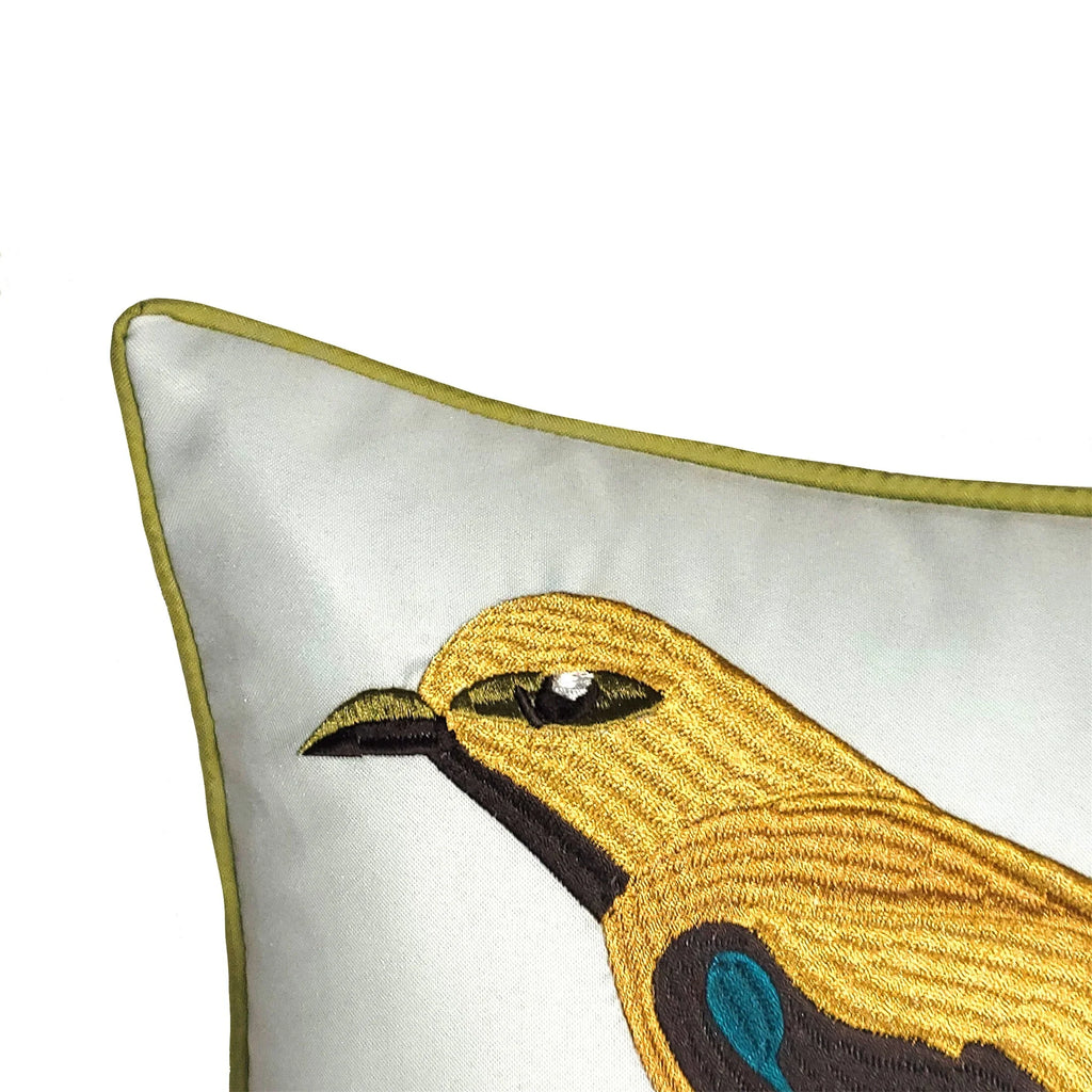 Company Home Indoor/Outdoor Pillow Textile Bold Levinsohn Embroidered At Edie 18x18, Throw Leaf Multi Bird Decorative