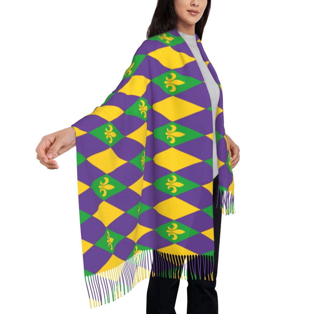 Shawl Print Art Winter Warm Bingfone Large Elegant Mardi Soft For Wrap Women Gras Scarves Feel Gifts- Scarf Cashmere